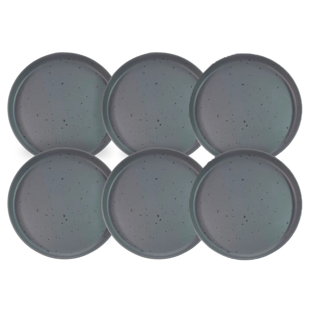 KIT 6 PRATOS DE MESA LINHA ORGÂNICA CINZA 27CM - AD em Oferta na Shopee