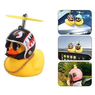 Carro pato brinquedo com capacete painel decorações ornamento pato amarelo com hélice colar para escritório automático