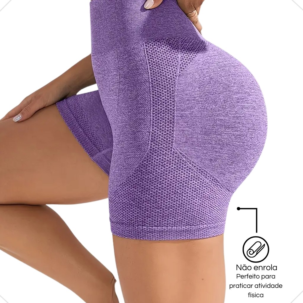 Kit 3 Shorts Fitness Feminino Cintura Alta Modelador para Treino e Academia