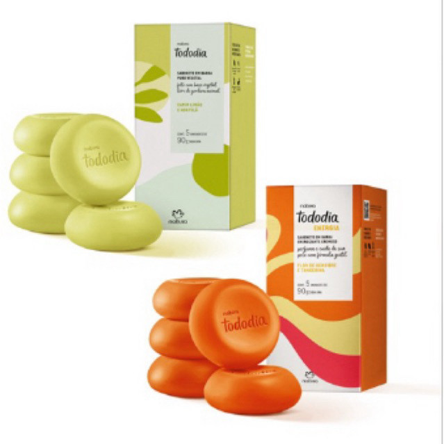 Kit 02 cx de Sabonete em Barra Tododia de flor de gengibre e tangerina e de capim limão e hortelã 5 un de 90 g cada