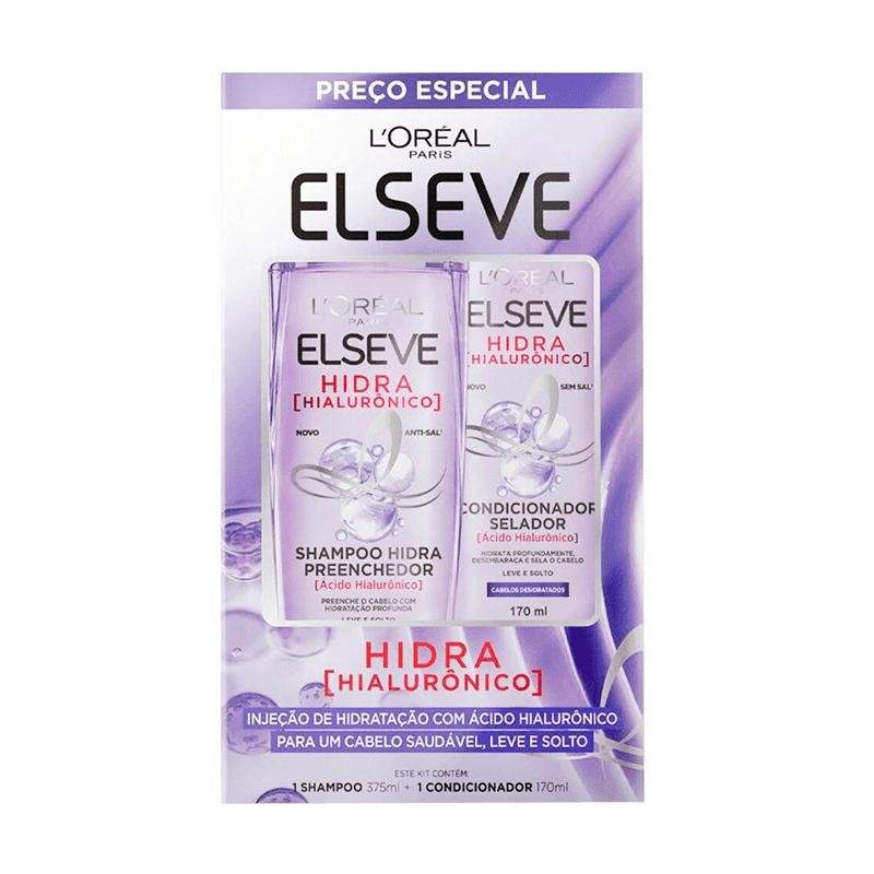 Kit Shampoo Elseve Loreal Hidra Preenchedor 375ml + Condicionador Elseve Loreal Selador 170ml