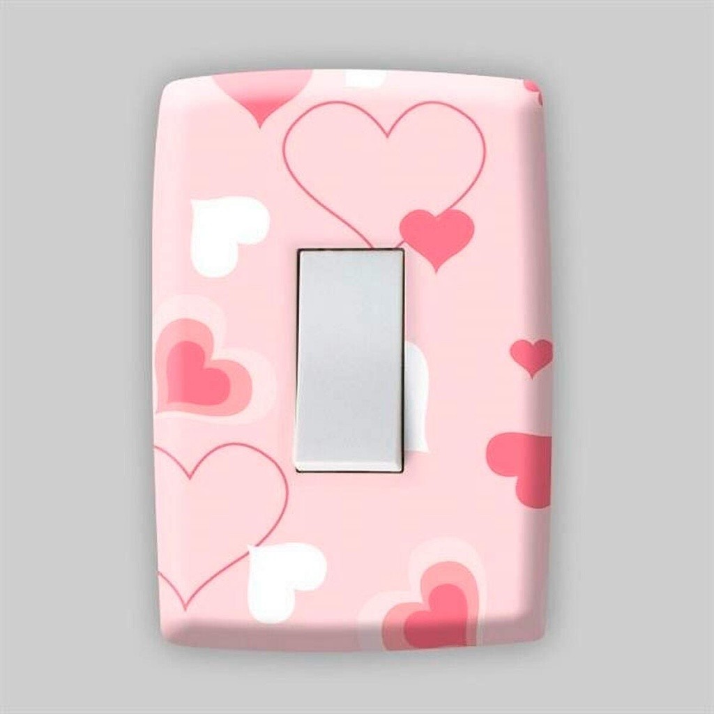 Adesivo Para Espelho de Tomada Interruptor - Corações Rosa