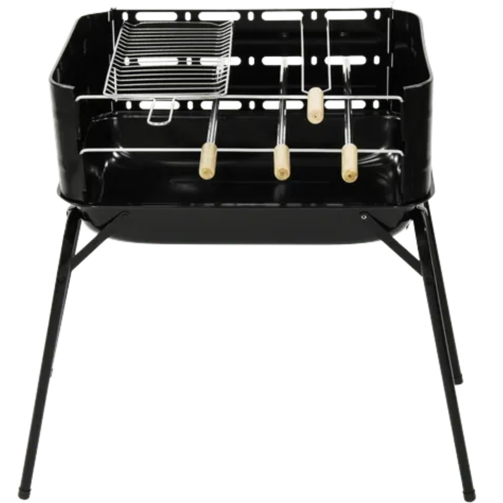 Churrasqueira Carvão Móvel Desmontável Em Aço 44cm Com Grelha e Espeto Preta Araguaia MOR em Oferta na Shopee