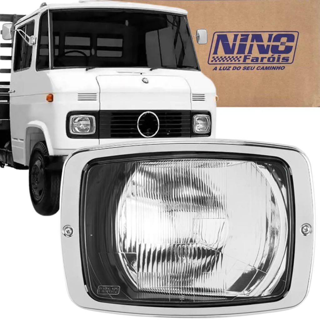 Farol Principal para Mercedes-Benz 608 / 708 - Aro Cromado - Nino (F-135 / F-136) em Oferta na Shopee