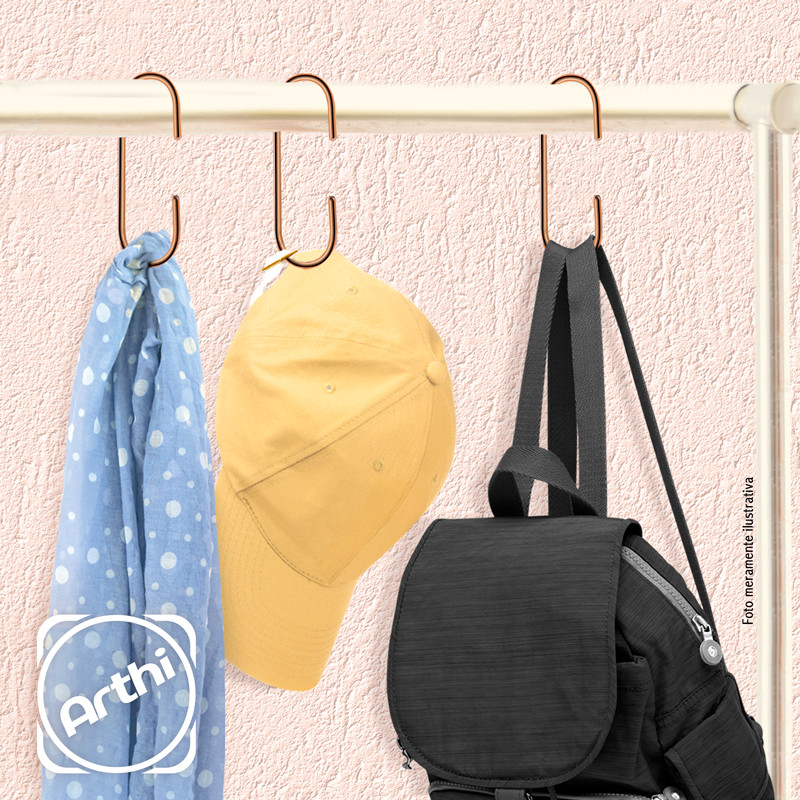 Conjunto 3 Ganchos Cabideiros Closet Guarda Roupas Armário Rosé Gold Bronze Luxo - Home & Living