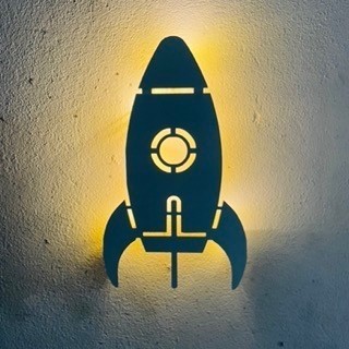 Luminária Abajur Infantil Foguete com Arandela Astronauta Decoração Quarto de Criança