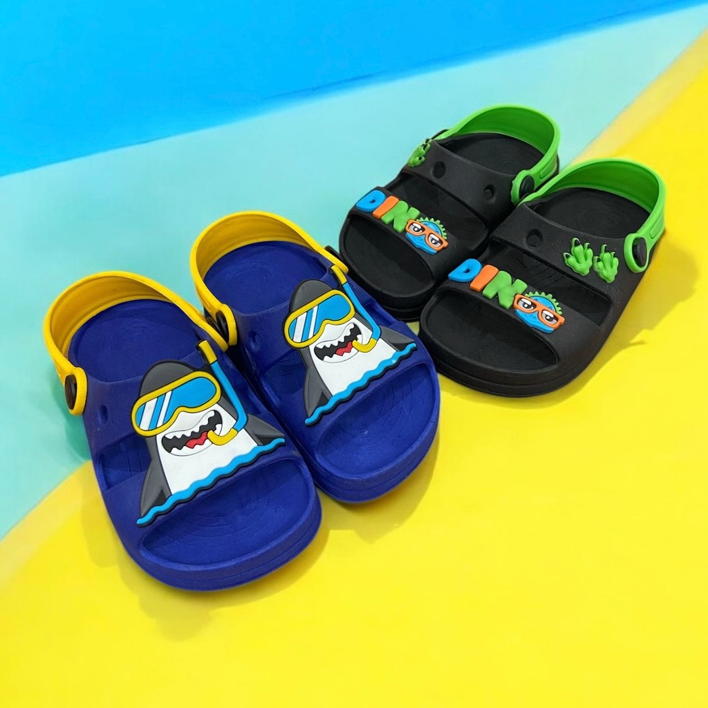 Kit 2 Pares Masculino De Sandália Papete De Menino Confortável Azul E Preto Promoção