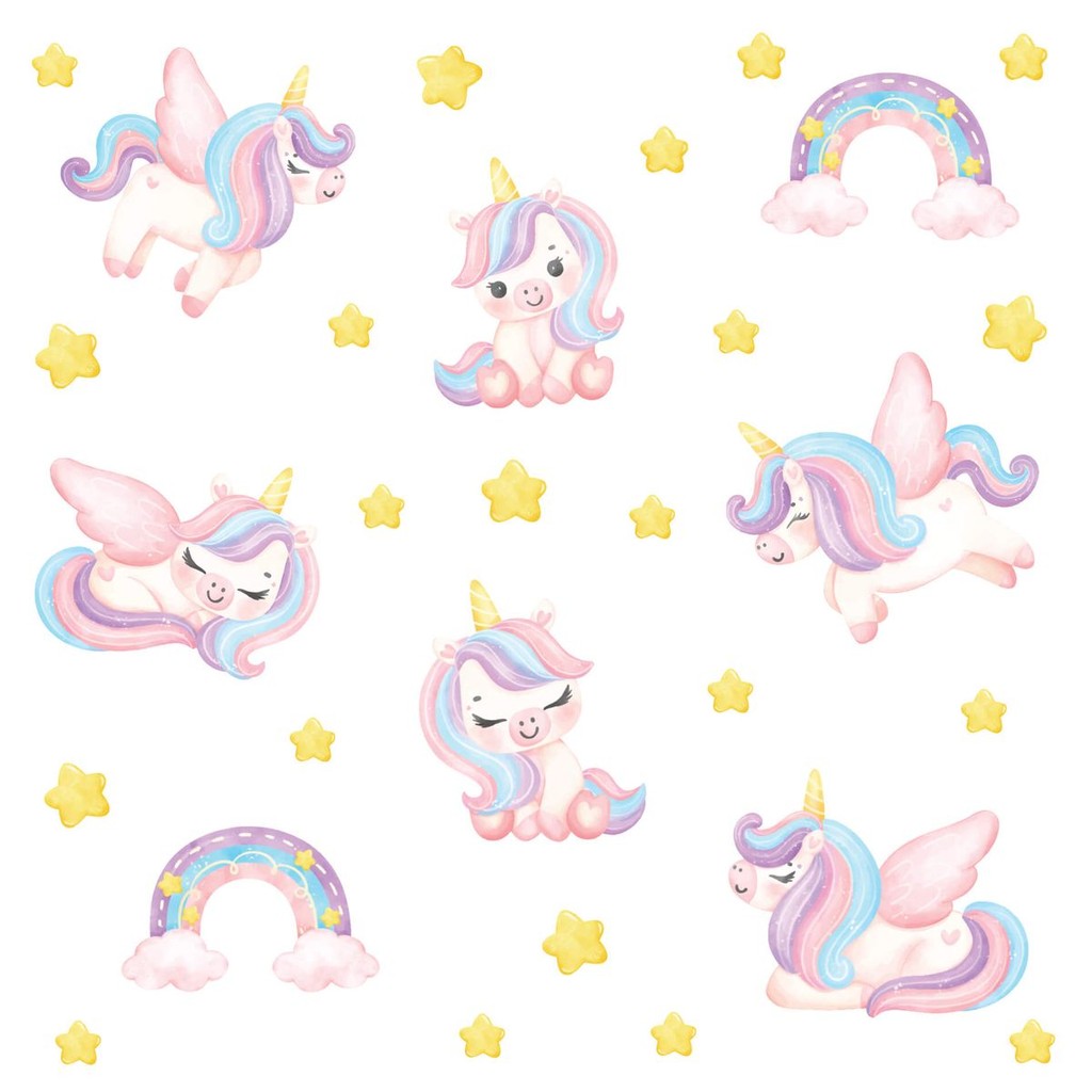 Adesivo de Parede Unicórnios para Quarto de Menina Infantil em Oferta na Shopee