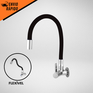 Torneira De Parede Gourmet Cozinha Banheiro Preta Flexível Tubo de água