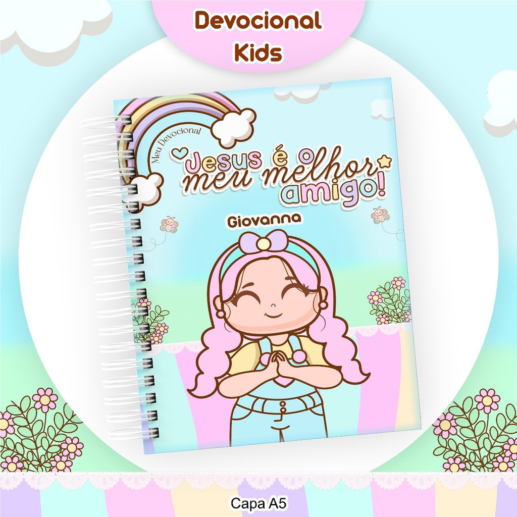 Devocional Infantil Personalizado Meninas 240 Páginas Bíblia A5