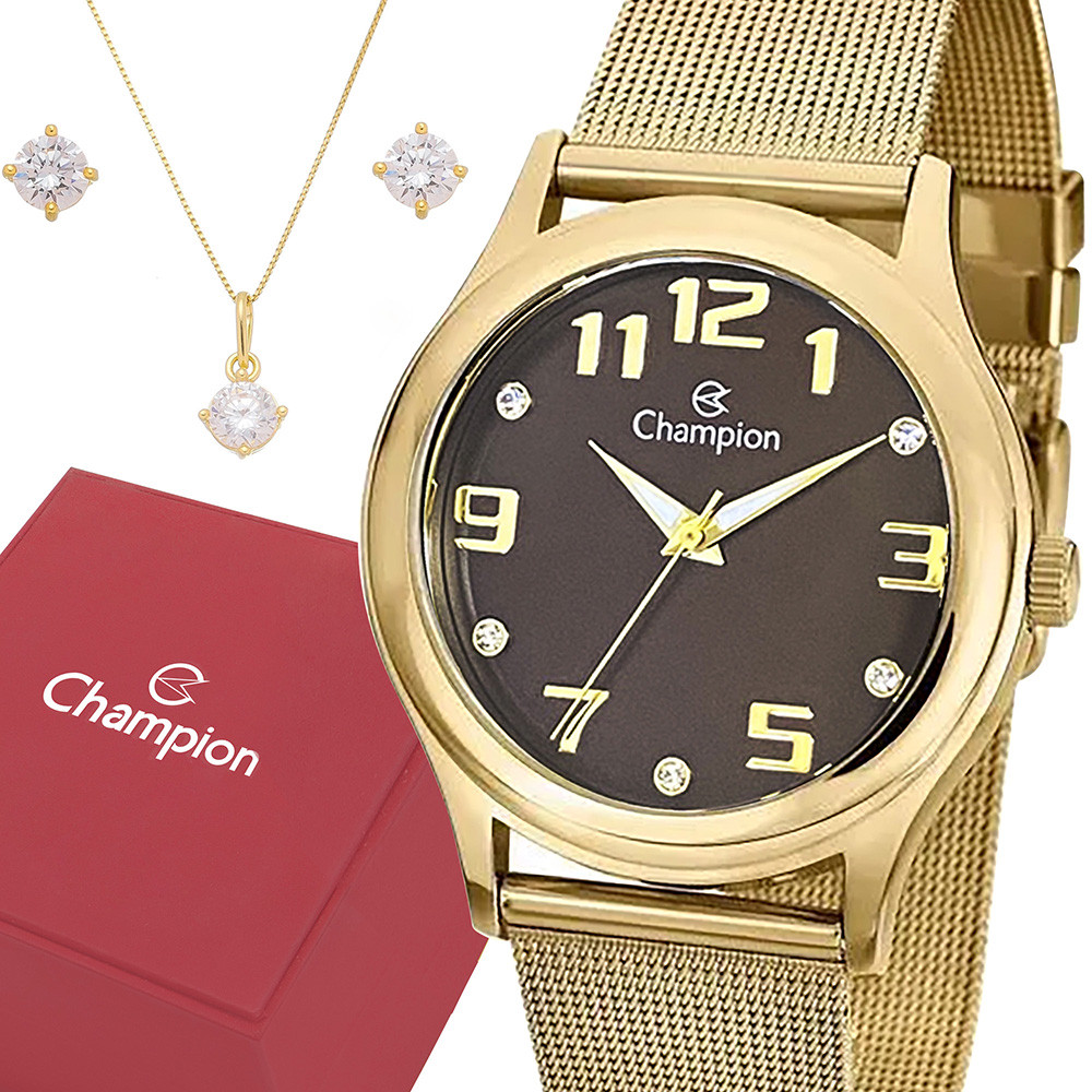 Relógio Champion Analógico Feminino Dourado Prova Dágua Luxo - Watches