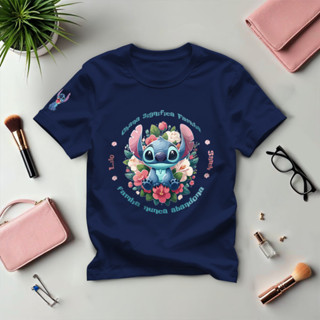 Camiseta Feminina Com Estampa De Stitch Ohana Familia Flores Premium 100% Algodão em Oferta na Shopee