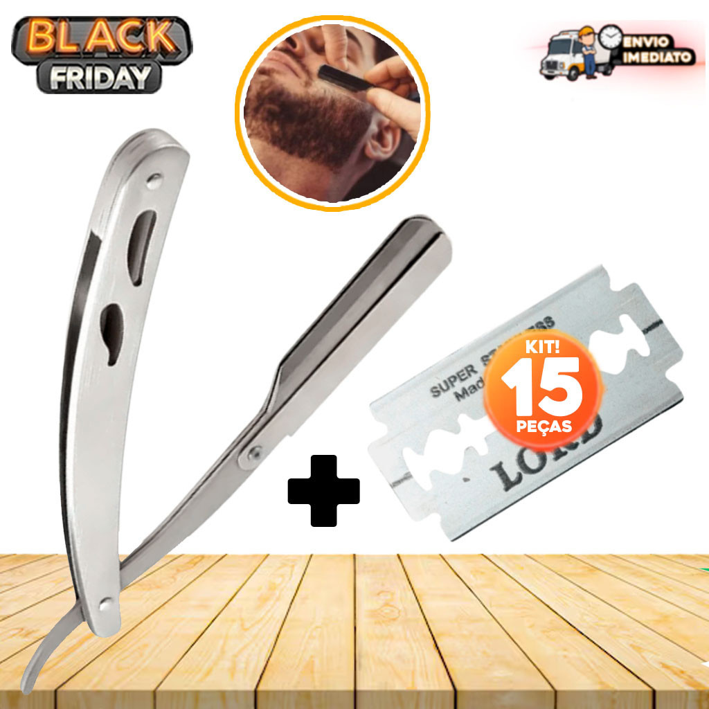 Kit Navalhete Profissional Com 15 Lâminas Inox - Navalha Para Barba, Sobrancelha, Cortar Cabelo e Design