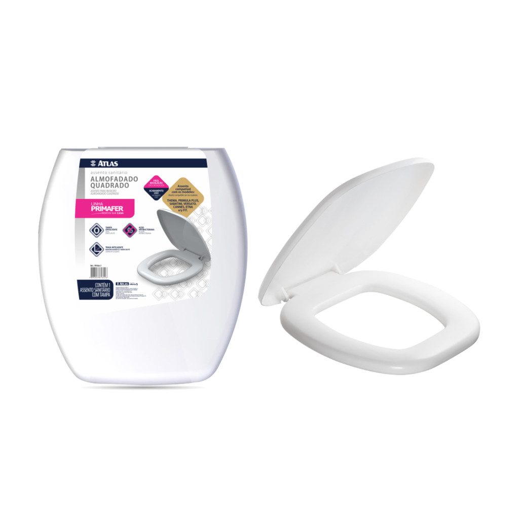 Assento Sanitário Almofadado Quadrado Plástico Atlas em Oferta na Shopee