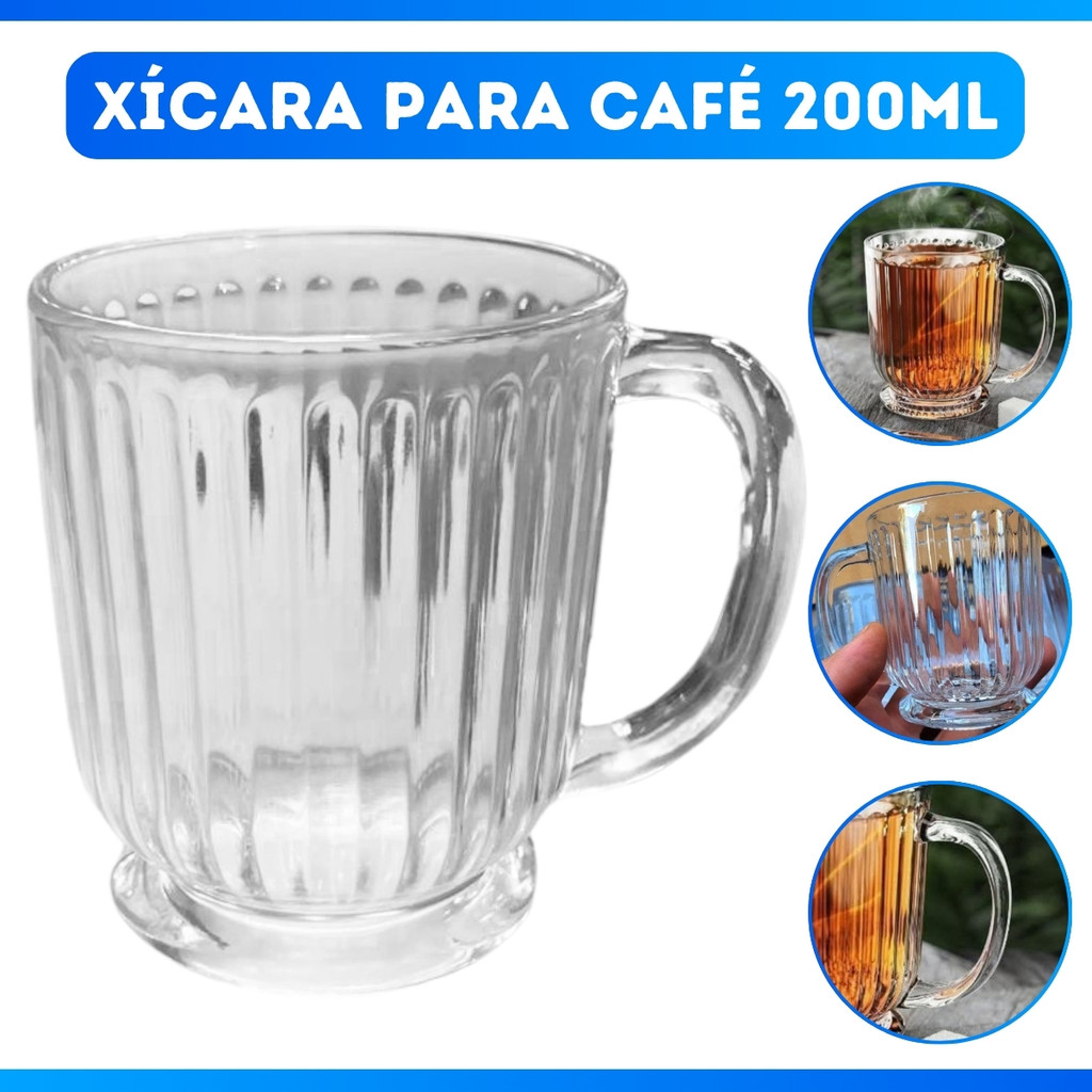 Xícara Chá Café Capuccino Chocolate Quente Cor Transparente 200Ml Vidro Resistente