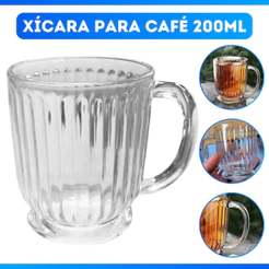 Xícara Chá Café Capuccino Chocolate Quente Cor Transparente 200Ml Vidro - MAIS BARATA