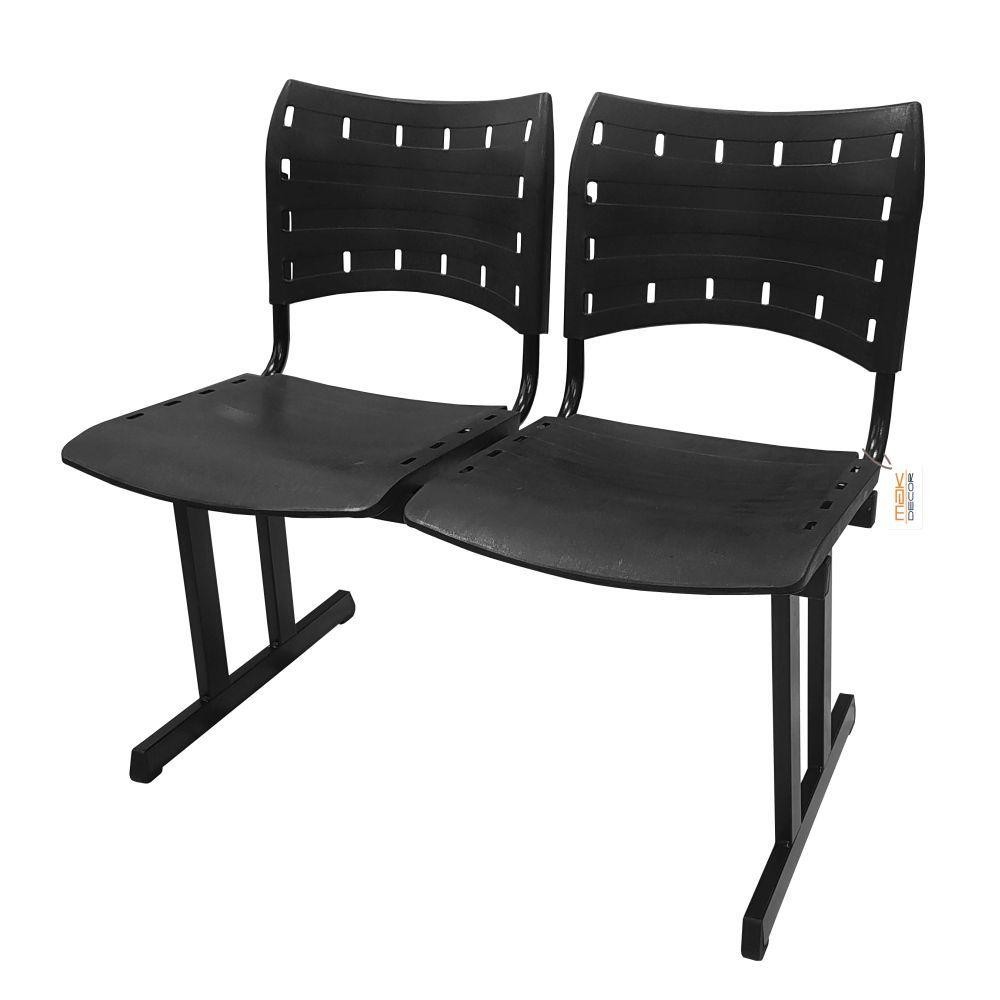 Cadeira Iso Pp Rp Longarina 2 Lugares Preta - Home & Living