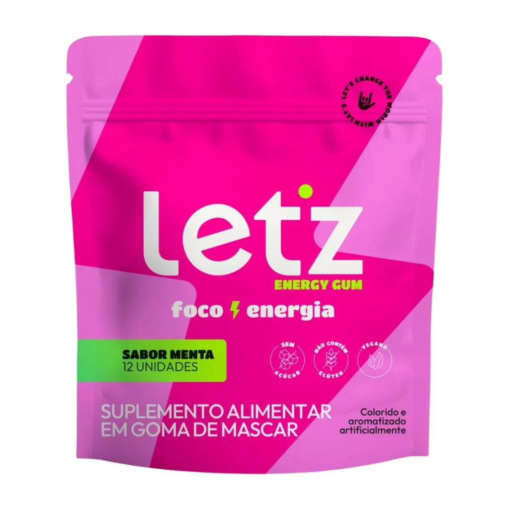 Chiclete Energético Pacote Com 12 Unidades 20g Letz Gum - Food & Beverages