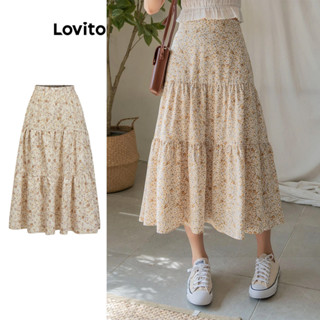 Lovito Saias casuais com padrão floral Ditsy para mulheres L79AD040
