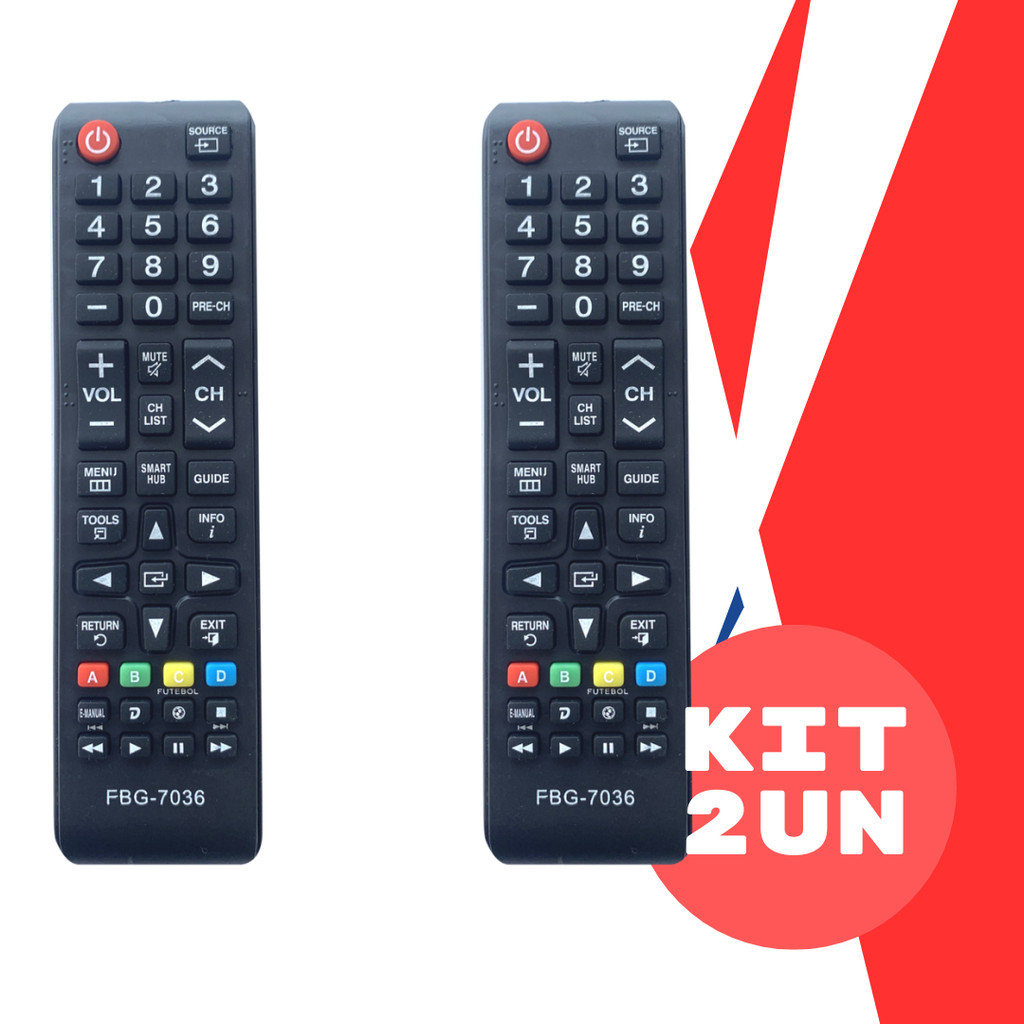 Kit 2un Controle Tv Samsung Smart Hub TV Universal - 7036 COMPATÍVEL