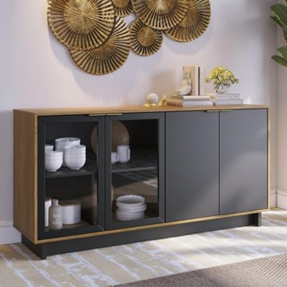 Balcão Aparador Buffet Vicky C05 Noce Milano/Preto Fosco - Mpozenato em Oferta na Shopee