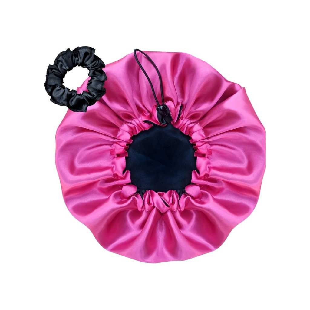 Kit Touca De Cetim Dupla Face Ajustável  + Xuxinha de Cetim em Oferta na Shopee