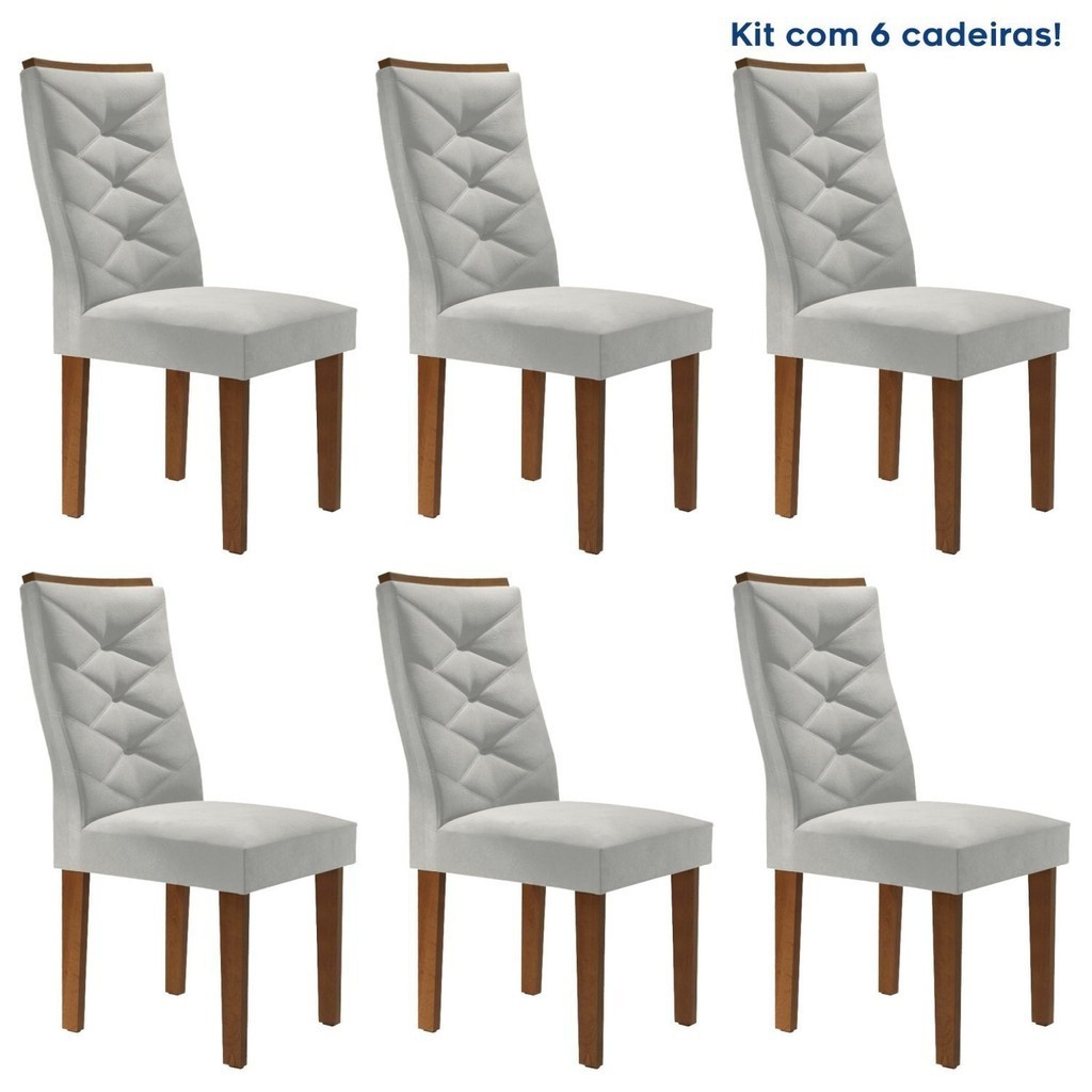 Kit 6 Cadeiras para Sala de Jantar Germany Espresso Móveis Chocolate/Off White/Boucle Gelo em Oferta na Shopee