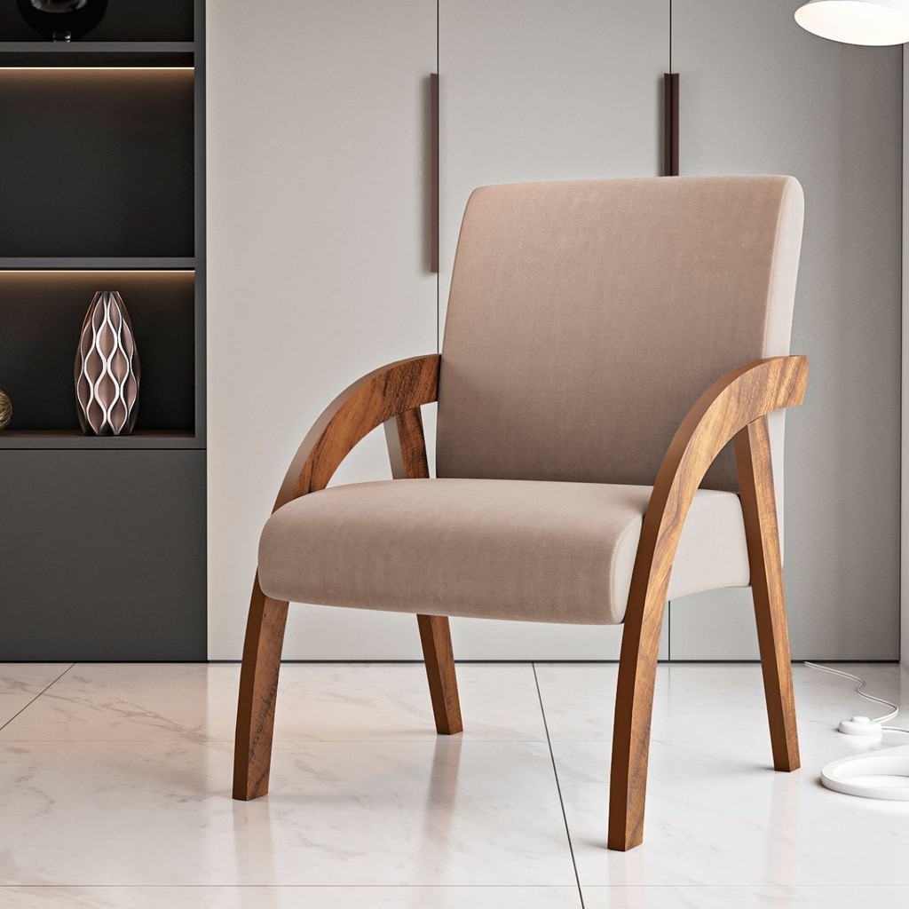 Poltrona Decorativa Veludo Duda Espresso Móveis Tabaco em Oferta na Shopee