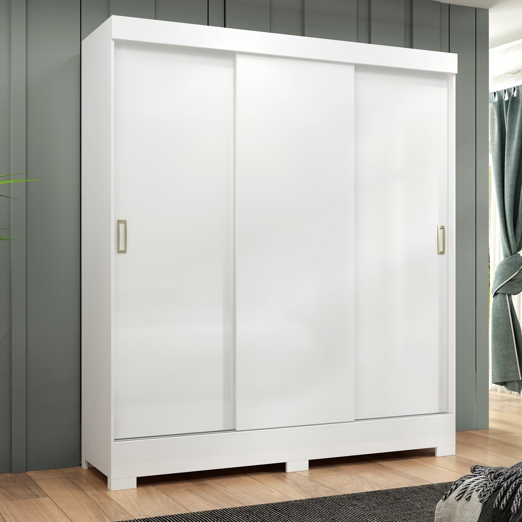 Guarda-Roupa Casal 3 Portas 2 Gavetas Atenas Yescasa Branco - Mom & Baby