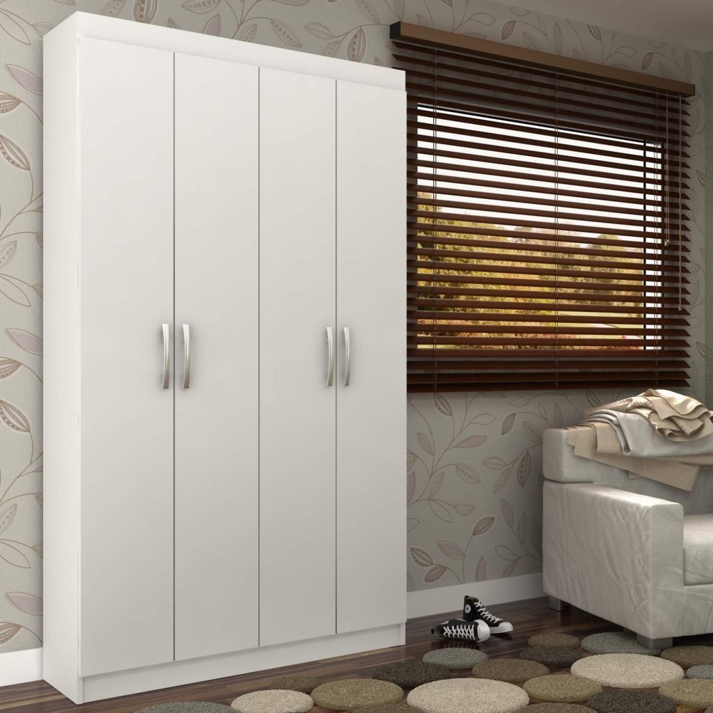 Armário Multiuso 4 Portas 8 Prateleiras Milão Espresso Móveis Branco - Home & Living