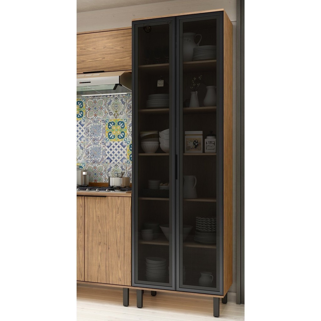 Cristaleira 2 Portas com Vidro Toscana Espresso Móveis em Oferta na Shopee