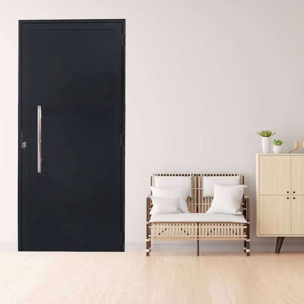 Porta Lambril de Alumínio 210 x 90cm com Puxador Linha Veneza  Abertura Esquerda Preto em Oferta na Shopee