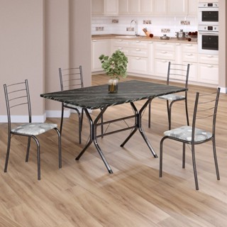 Conjunto Sala de Jantar Mesa Retangular 120x75cm Tampo Ardósia Indiana 4 Cadeiras Rio Paraopeba/Mart Prata em Oferta na Shopee