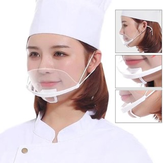 Máscara Protetora De Higiene Do Chefe De Garçom-Ferramentas De Cozinha-Reutilizável , Anti-Saliva Embaciamento-Bocal Restaurante-1/5Pcs Máscaras Plásticas Transparentes Sorriso Da