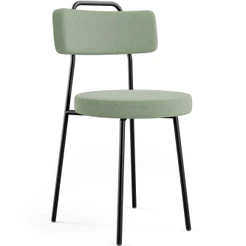Cadeira Decorativa Estofada Para Sala De Jantar Barcelona L02 Bouclê Oliva - Lyam Decor