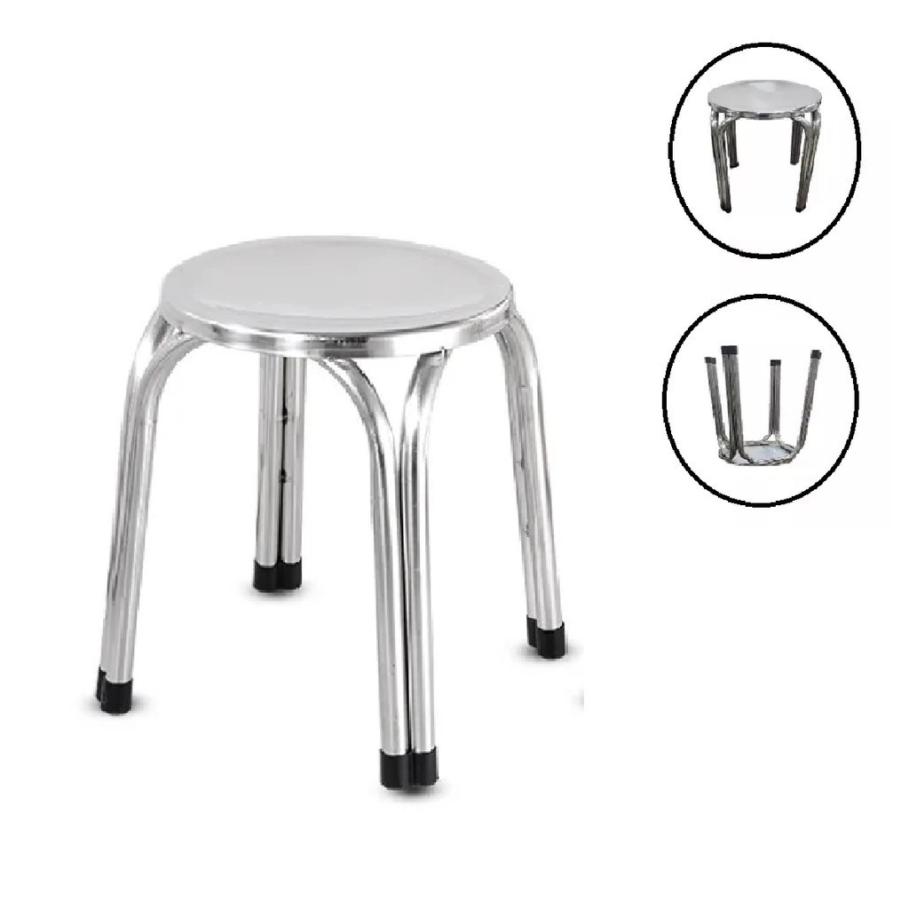 Banqueta em Aço Inox Banco Mocho pra Hospital Clinicas 30cm em Oferta na Shopee
