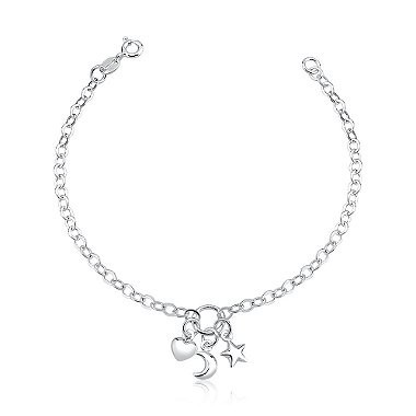 Pulseira feminina de prata 925 Patuá Coração Estrela e Lua em Oferta na Shopee