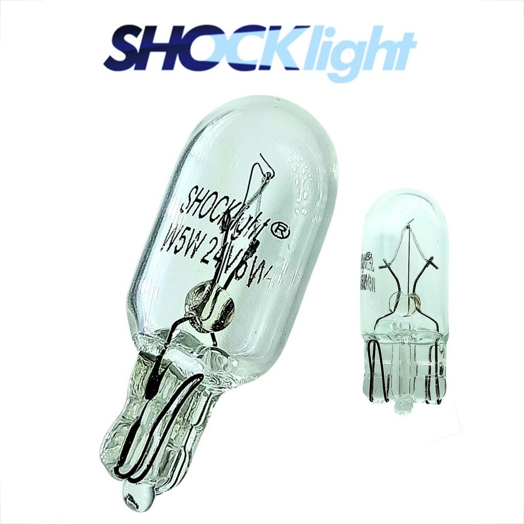 Kit 50 Lâmpadas T10 Pingo 5W5 Halogena 5W Transparente 24V Esmagada Veiculos Pesados 24 Volts