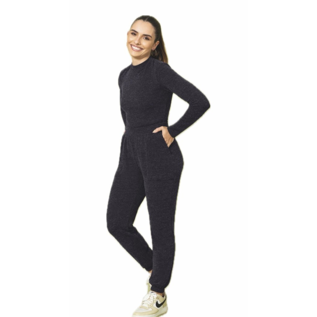 Blusa Manga Longa Cacharrel Gola Alta Feminina Cativa Trico Valenca Super Quentinha para Outono Inverno