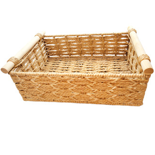 Cesta Decorativa Veredas de Fibra Natural com Alça de Madeira - 25x15x8,1cm - 1 unidade - Rizzo em Oferta na Shopee