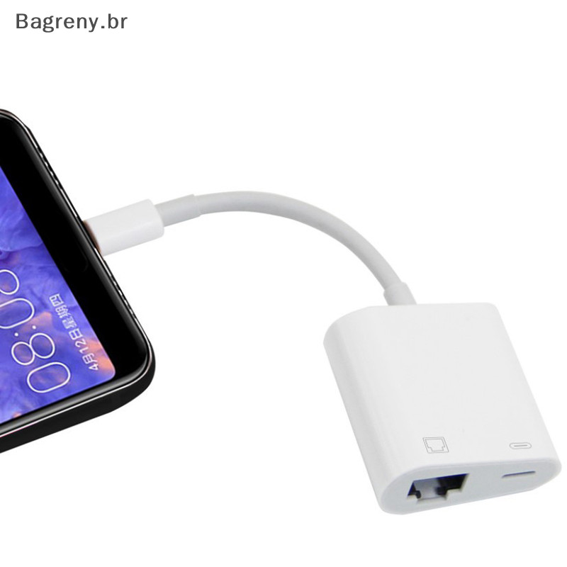 Bagreny Placa De Rede Tipo-C Para RJ45 Porta PD Carregamento Adaptador Conversor Ethernet Do Telefone Móvel Conexão Está