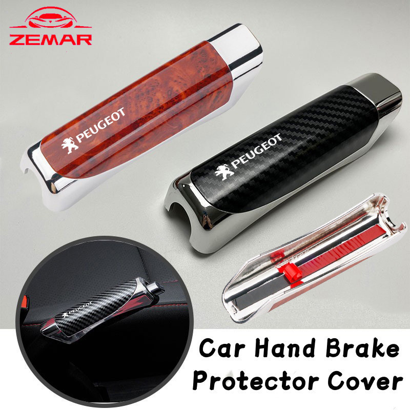 Capa Protetora Do Freio De Mão Carro Peugeot Para O Em Fibra De Carbono Da Manga Universal SUV Acessório 206 208 207 307 308 2008 3008 508 408 5008 406