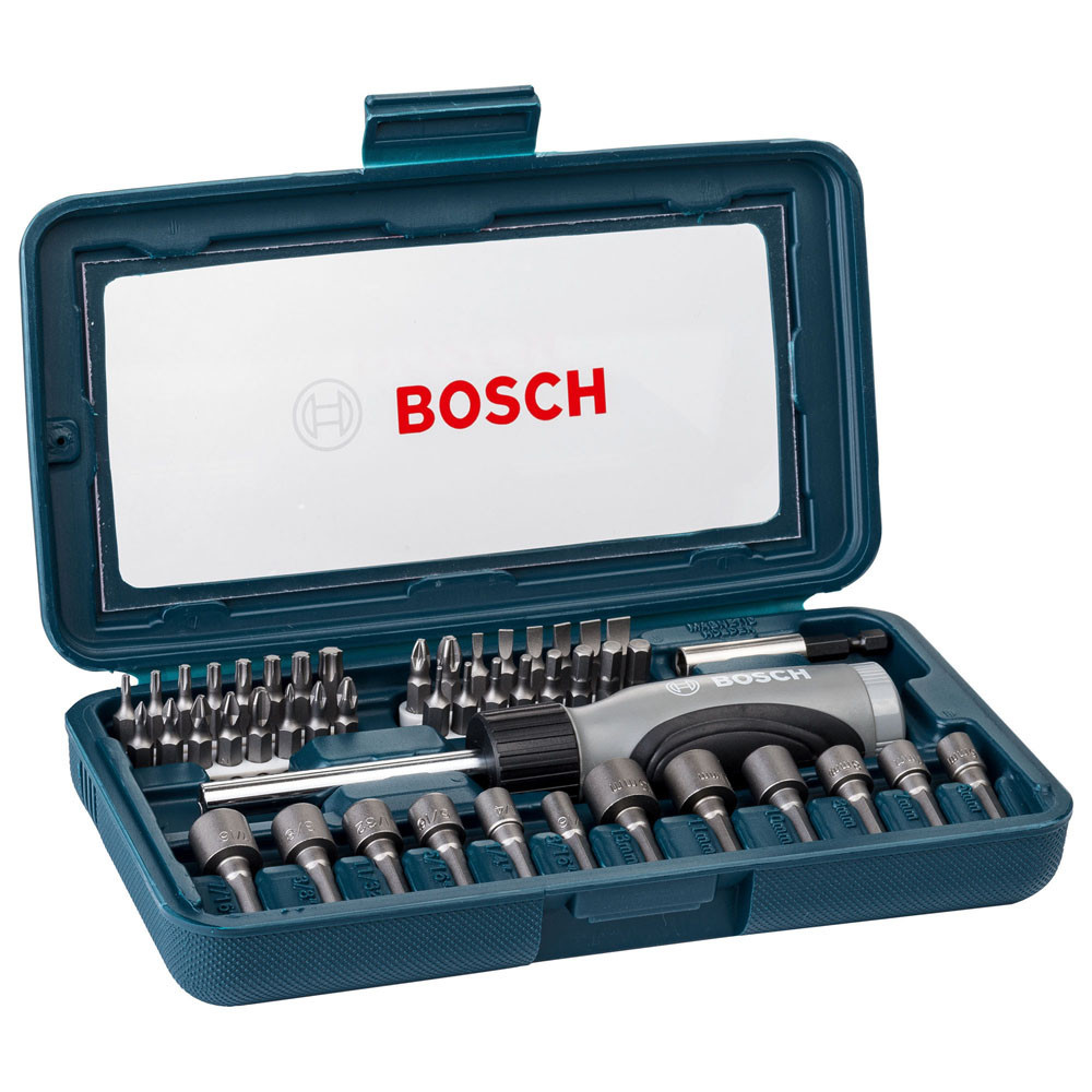 Kit Bits e Soquetes Bosch com 46 Peças Extra Hard Phillips Fenda Pozidriv Torx em Oferta na Shopee