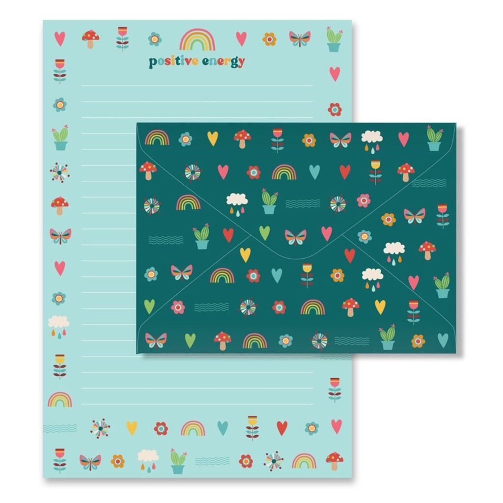 Kit 4 Papel de Carta Envelope com Adesivo  Coisas Boas Fina Ideia