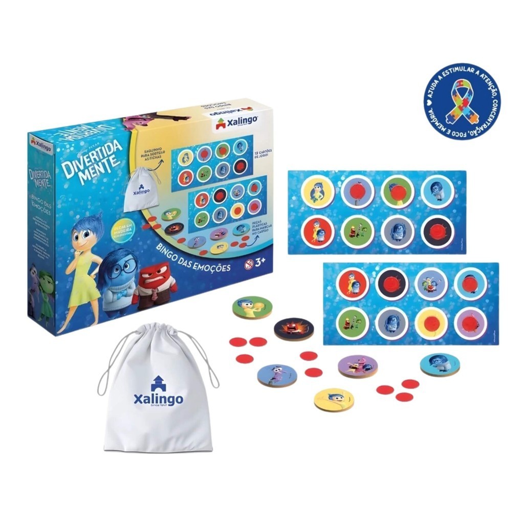 Jogo Infantil Bingo das Emoções Divertidamente 12 Cartas Xalingo - 68587 em Oferta na Shopee
