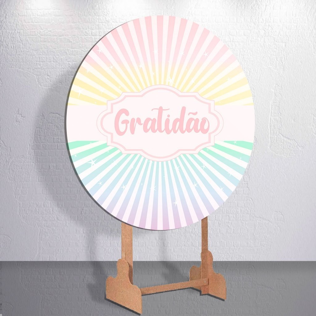 Painel De Festa Alegria Gratidão Energia Positiva Capas Sublimadas Redondo Kit Cilindros Retângulo