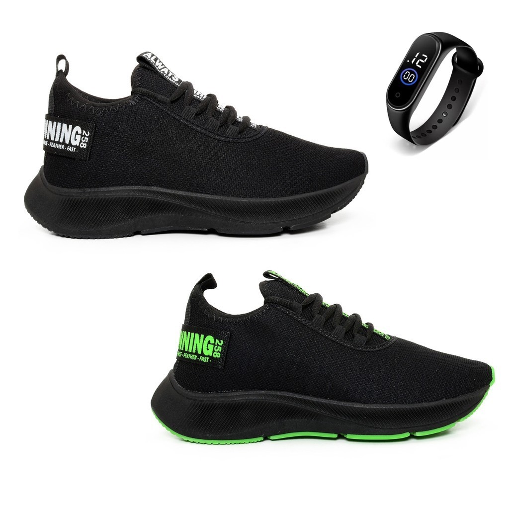 Combo 2 Pares Tênis Masculino para Academia Caminhada Esportivo + Relógio