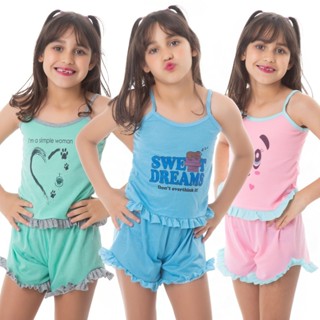 Kit 3 Pijama INFANTIL Baby Doll Estampado Personagens Short Doll MALHA em Oferta na Shopee