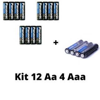 Pilha Aa 12 Un + Aaa 4 Un Panasonic Comum em Oferta na Shopee