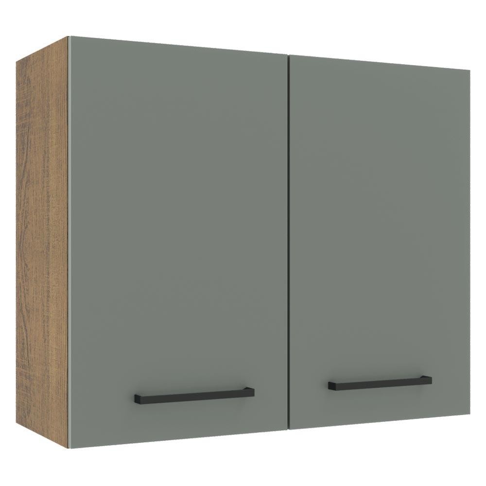 Armário de Cozinha Aéreo 80 cm 2 Portas Rustic/Cinza Agata Madesa em Oferta na Shopee